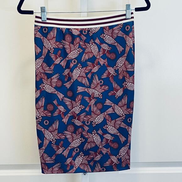 Zara Graphic Print Skirt - Women Size M - Burgundy and Teal - Picture 5 of 7